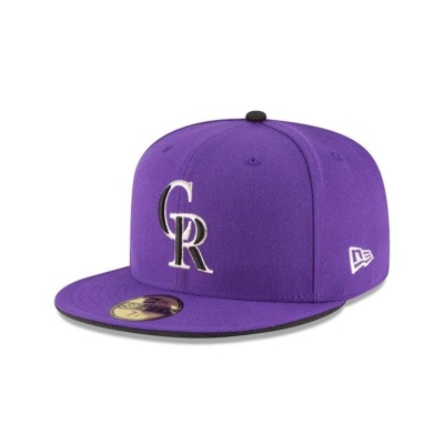 Purple Colorado Rockies Hat - New Era MLB Authentic Collection 59FIFTY Fitted Caps USA7046352